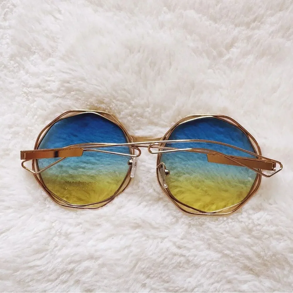 Seraphina Blue & Yellow Geometric Sunglasses